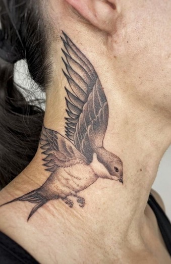 Big Bird Neck Tattoo